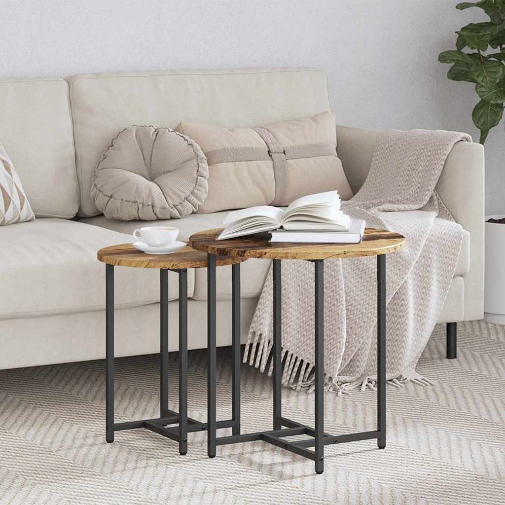 Set tavolini 2 pcs Legno Antico e Nero