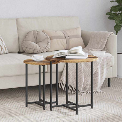 Set tavolini 2 pcs Legno Antico e Nero