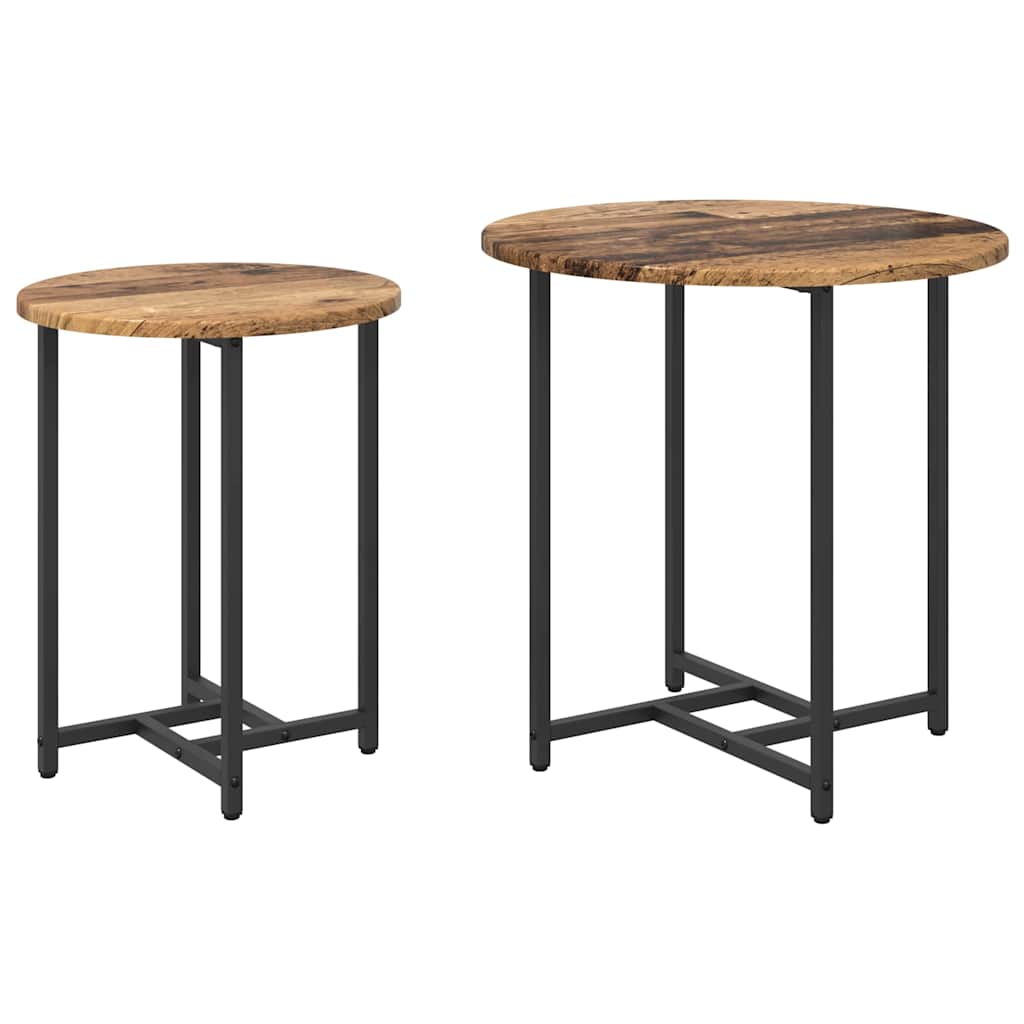 Set tavolini 2 pcs Legno Antico e Nero