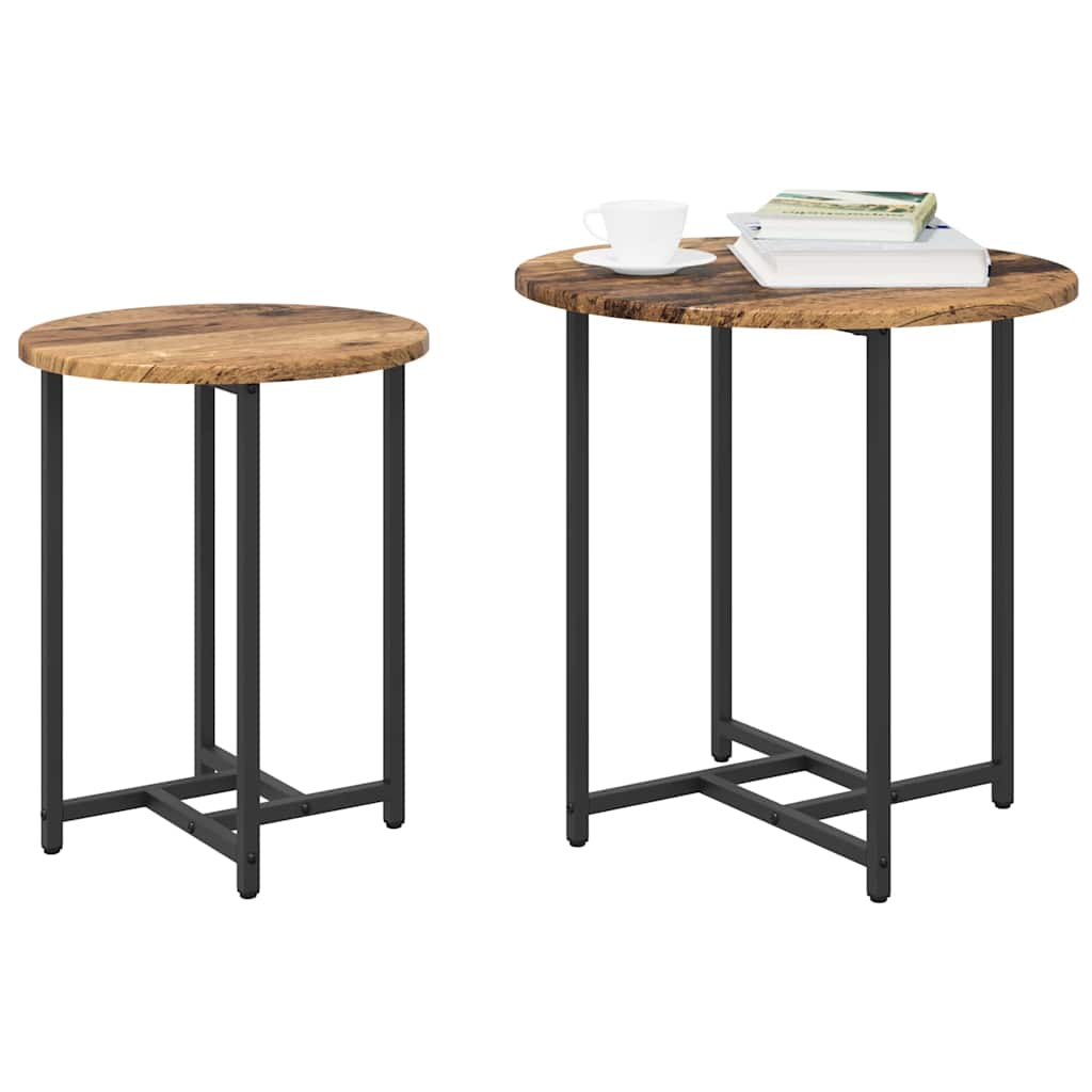 Set tavolini 2 pcs Legno Antico e Nero