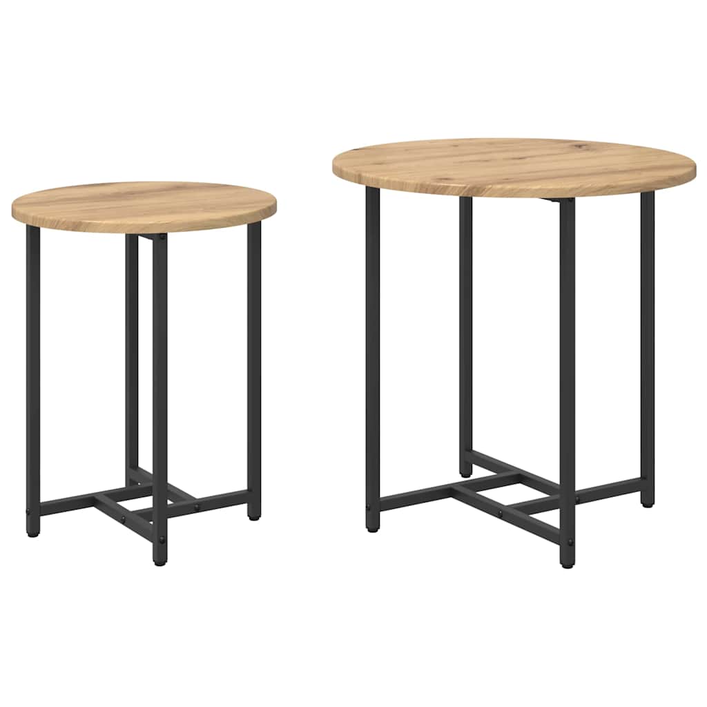 Set tavolini 2 pcs Rovere Artigianale e Nero