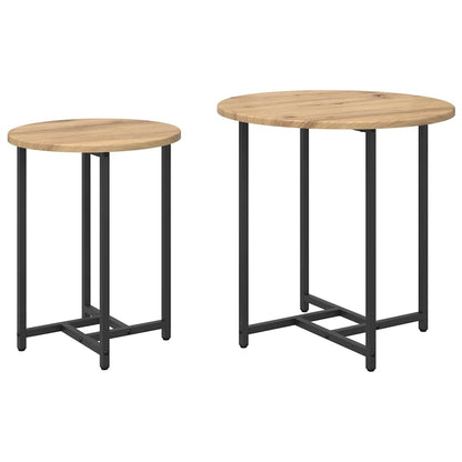 Set tavolini 2 pcs Rovere Artigianale e Nero