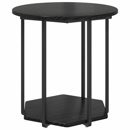 Set tavolini con lo scaffale 2 pcs Rovere Nero