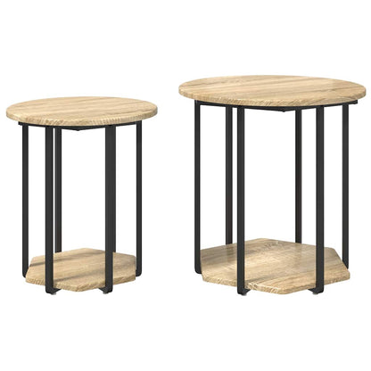 Set tavolini con lo scaffale 2 pcs Marrone