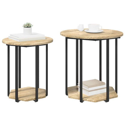 Set tavolini con lo scaffale 2 pcs Marrone