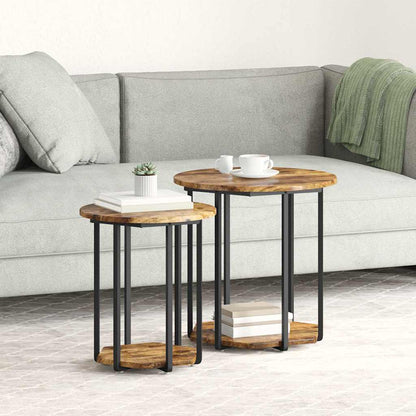Set tavolini con lo scaffale 2 pcs Marrone
