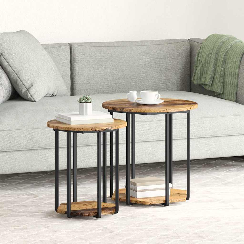 Set tavolini con lo scaffale 2 pcs Marrone