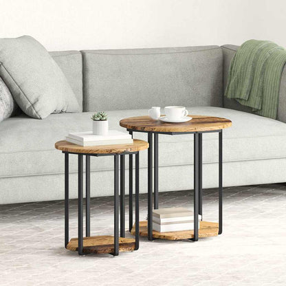Set tavolini con lo scaffale 2 pcs Marrone