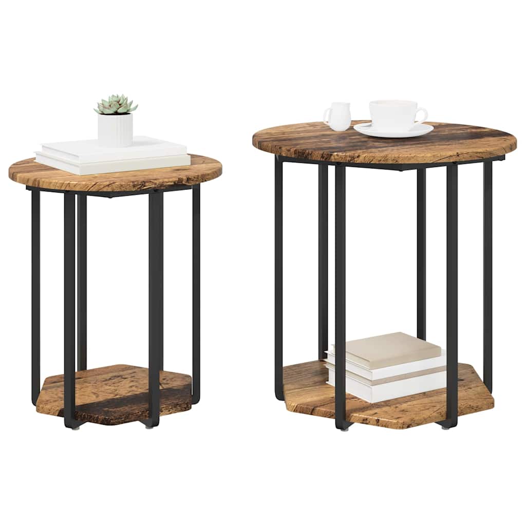 Set tavolini con lo scaffale 2 pcs Marrone