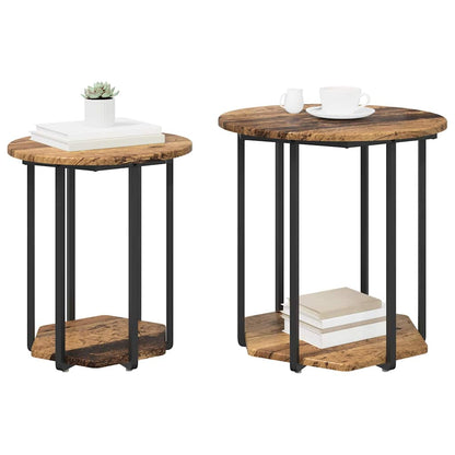 Set tavolini con lo scaffale 2 pcs Marrone
