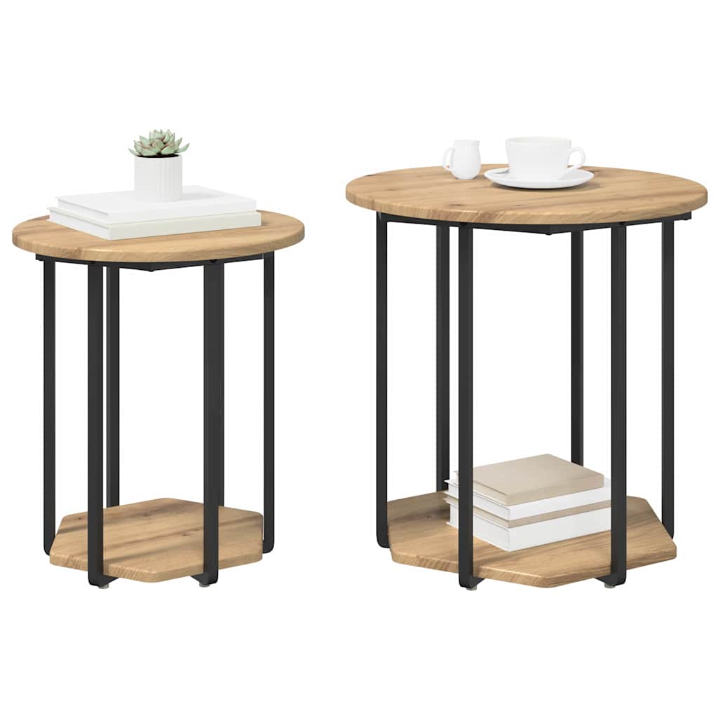 Set tavolini con lo scaffale 2 pcs Marrone