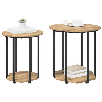 Set tavolini con lo scaffale 2 pcs Marrone
