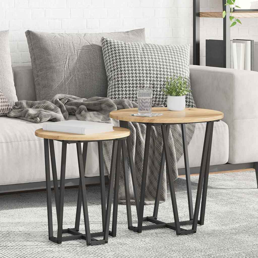 Set tavolini 2 pcs Rovere Artigianale e Nero