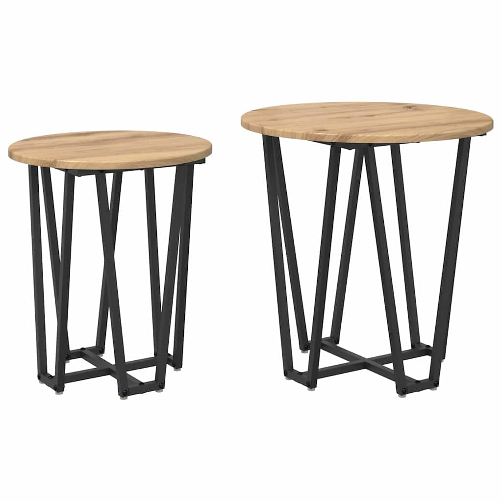 Set tavolini 2 pcs Rovere Artigianale e Nero