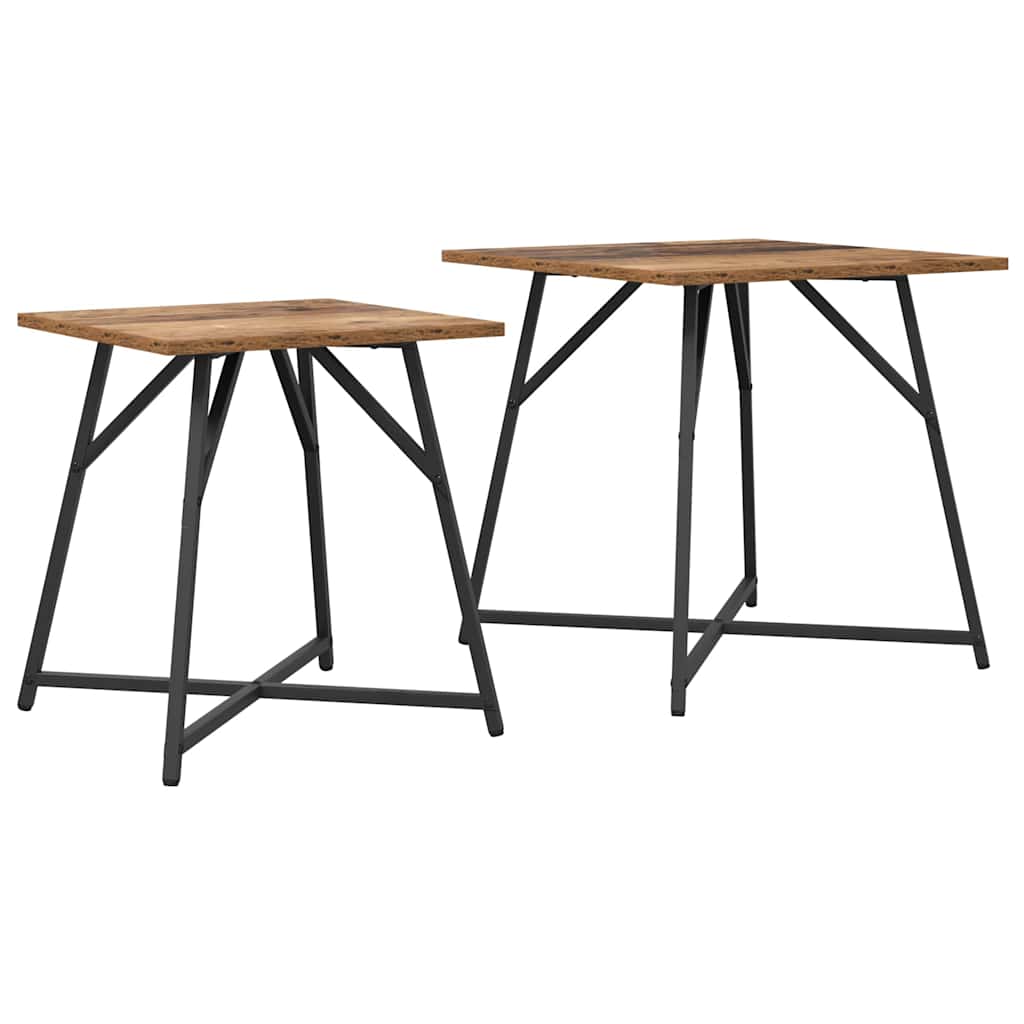 Set tavolini 2 pcs Legno Antico e Nero