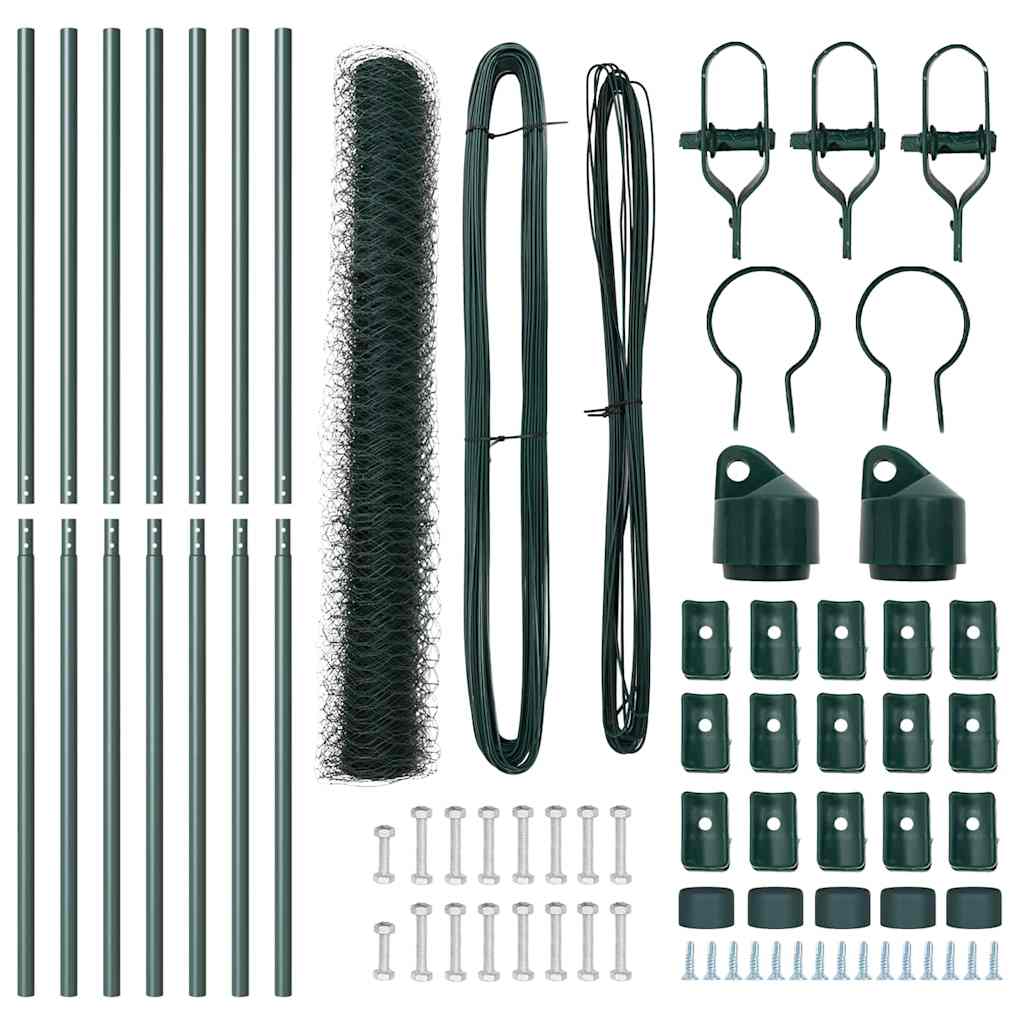 Palo della recinzione Verde 10 x 1 m (rete 36 mm) Acciaio e PVC