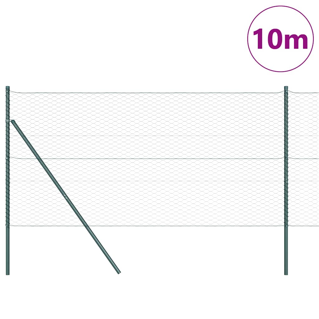 Palo della recinzione Verde 10 x 1 m (rete 36 mm) Acciaio e PVC