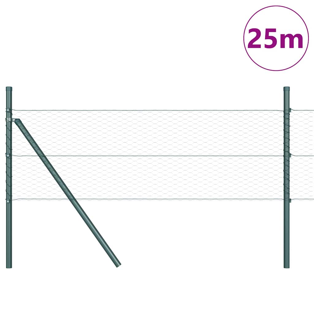 Palo della recinzione Verde 25 x 0,5 m (rete da 25 mm) Acciaio