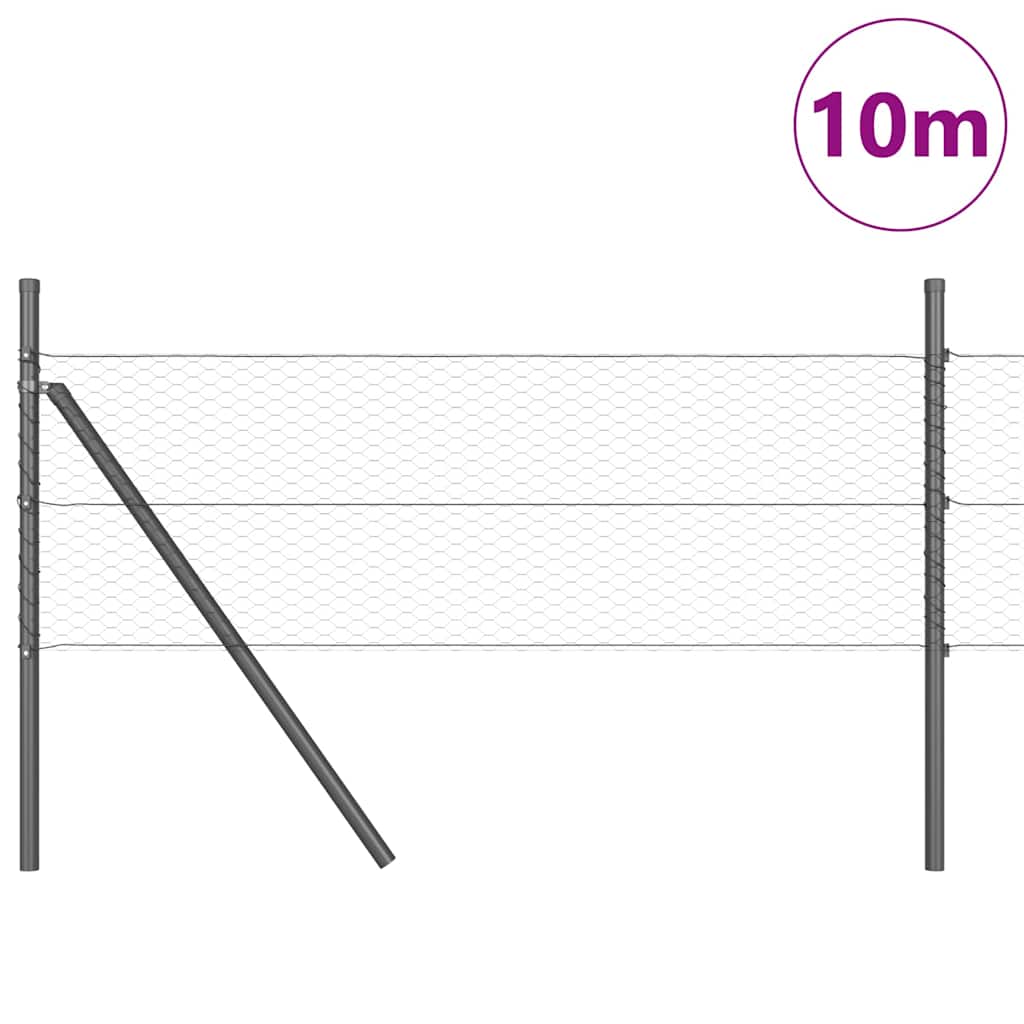 Palo della recinzione Grigio 10 x 0,8 m (rete da 25 mm)
