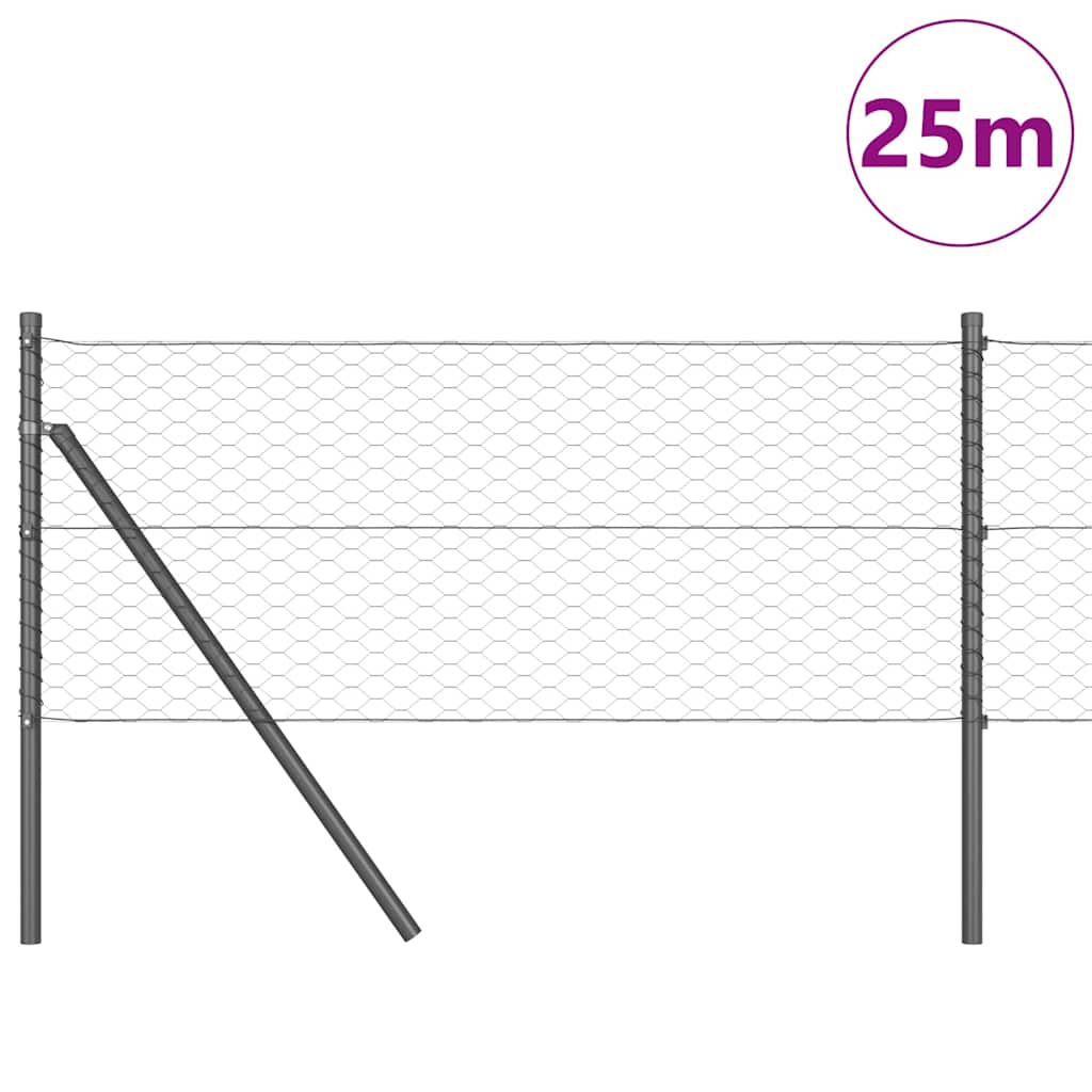 Palo della recinzione Grigio 25 x 0,6 m (maglia 36 mm)