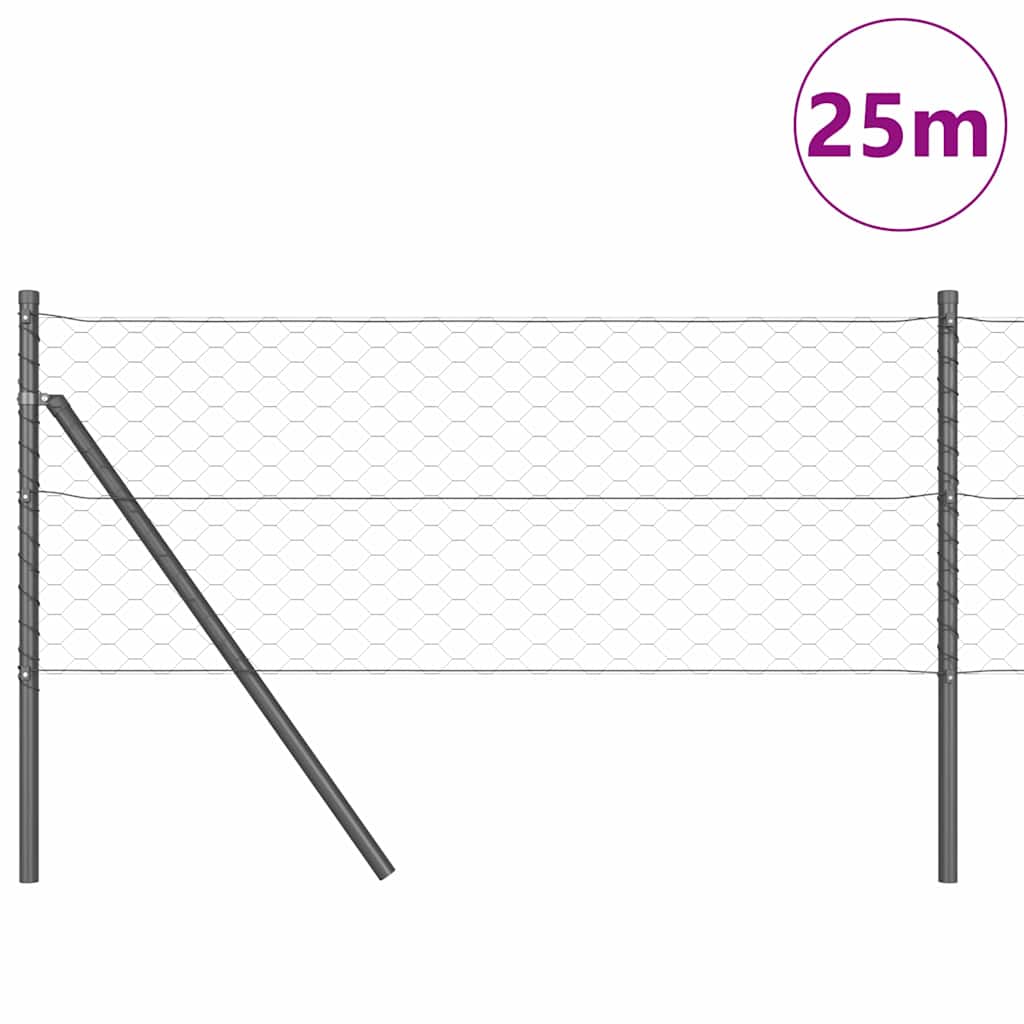 Palo della recinzione Grigio 25 x 0,6 m (rete 50 mm)