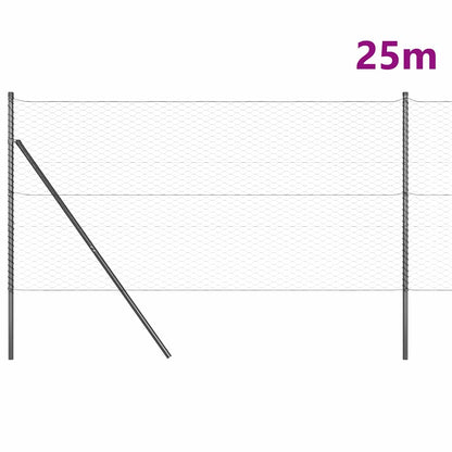 Palo della recinzione Grigio 25 x 1,2 m (rete da 36 mm) Acciaio