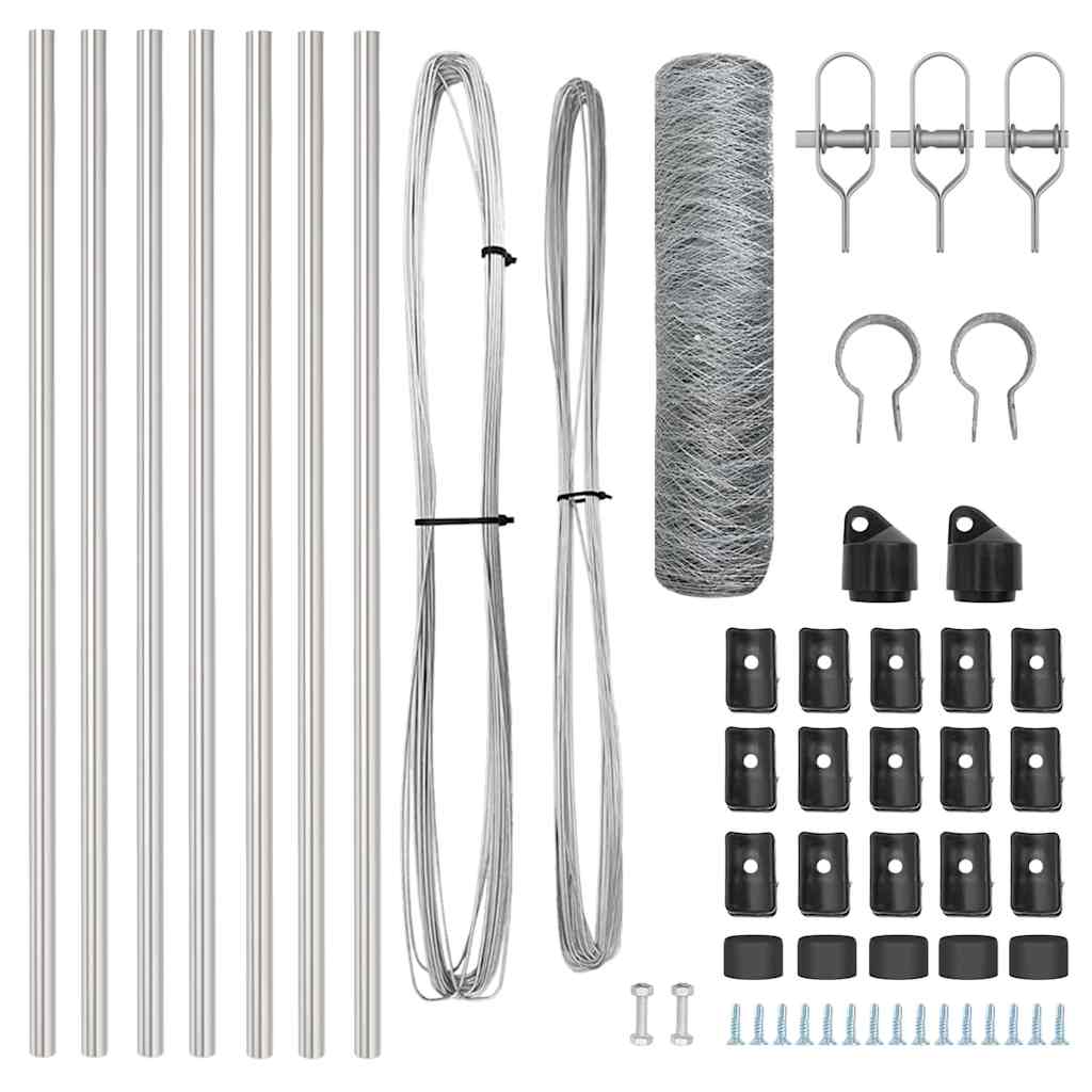 Palo della recinzione Argento 10 x 0,5 m (rete da 36 mm)