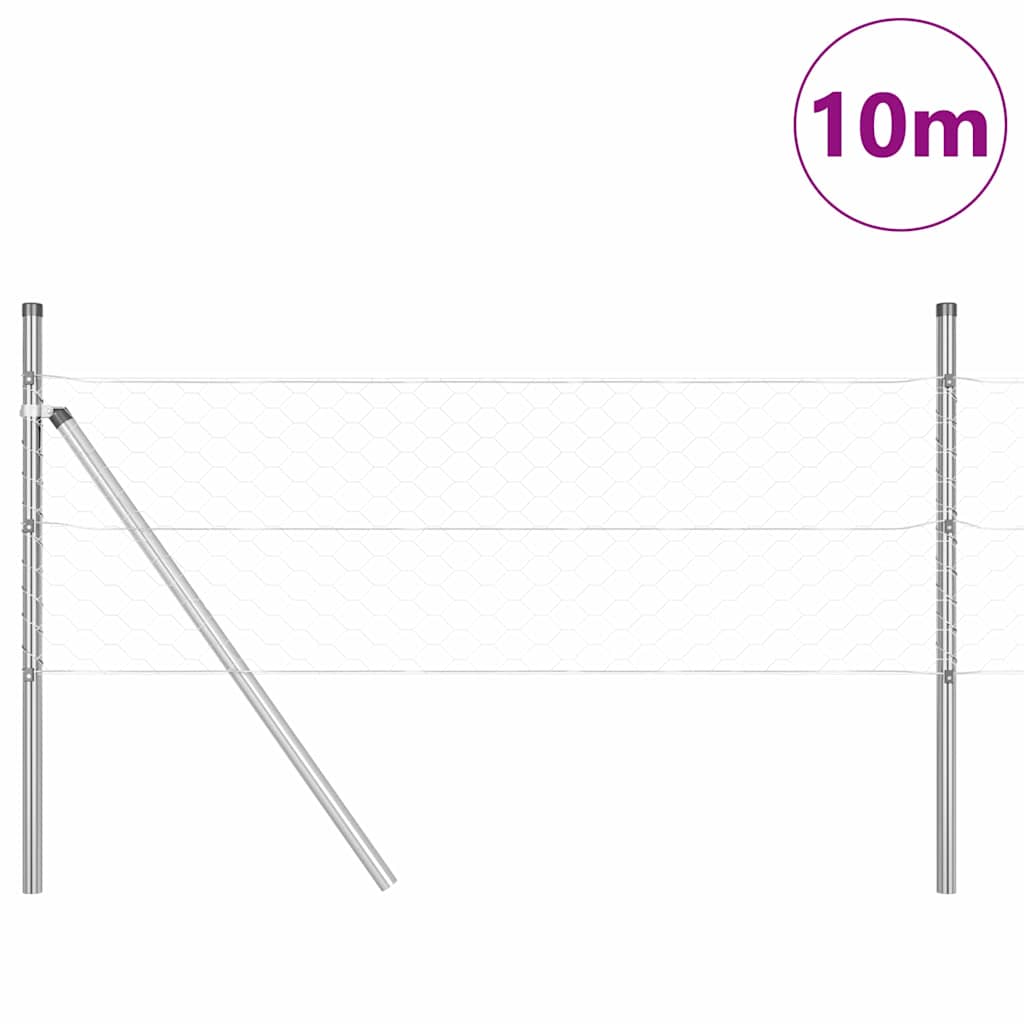 Palo della recinzione Argento 10 x 0,5 m (rete da 50 mm)
