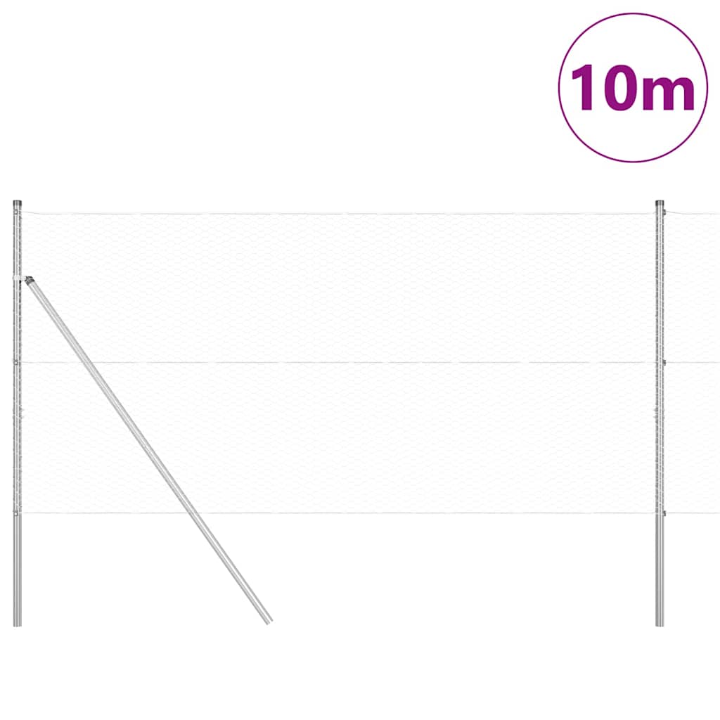 Palo della recinzione Argento 10 x 1 m (rete da 25 mm) Acciaio