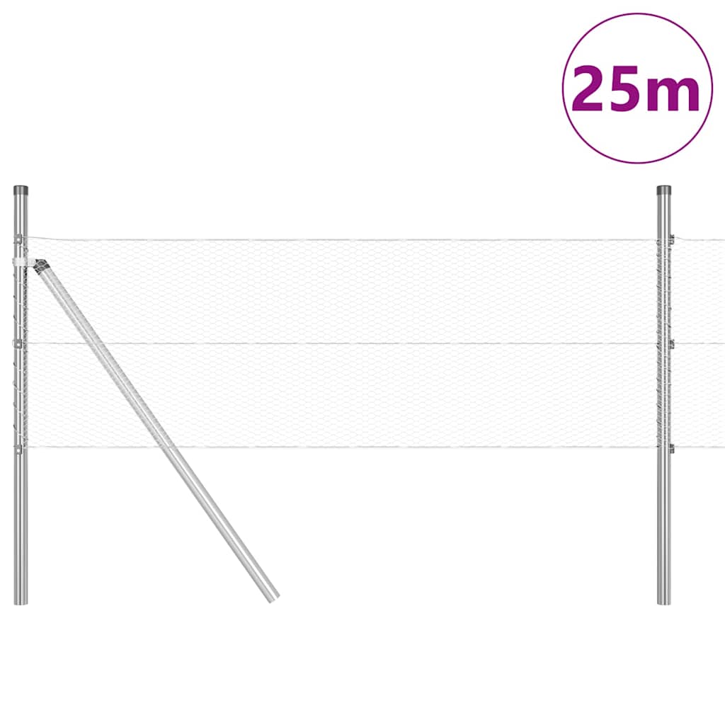 Palo della recinzione Argento 25 x 0,4 m (maglia da 13 mm)