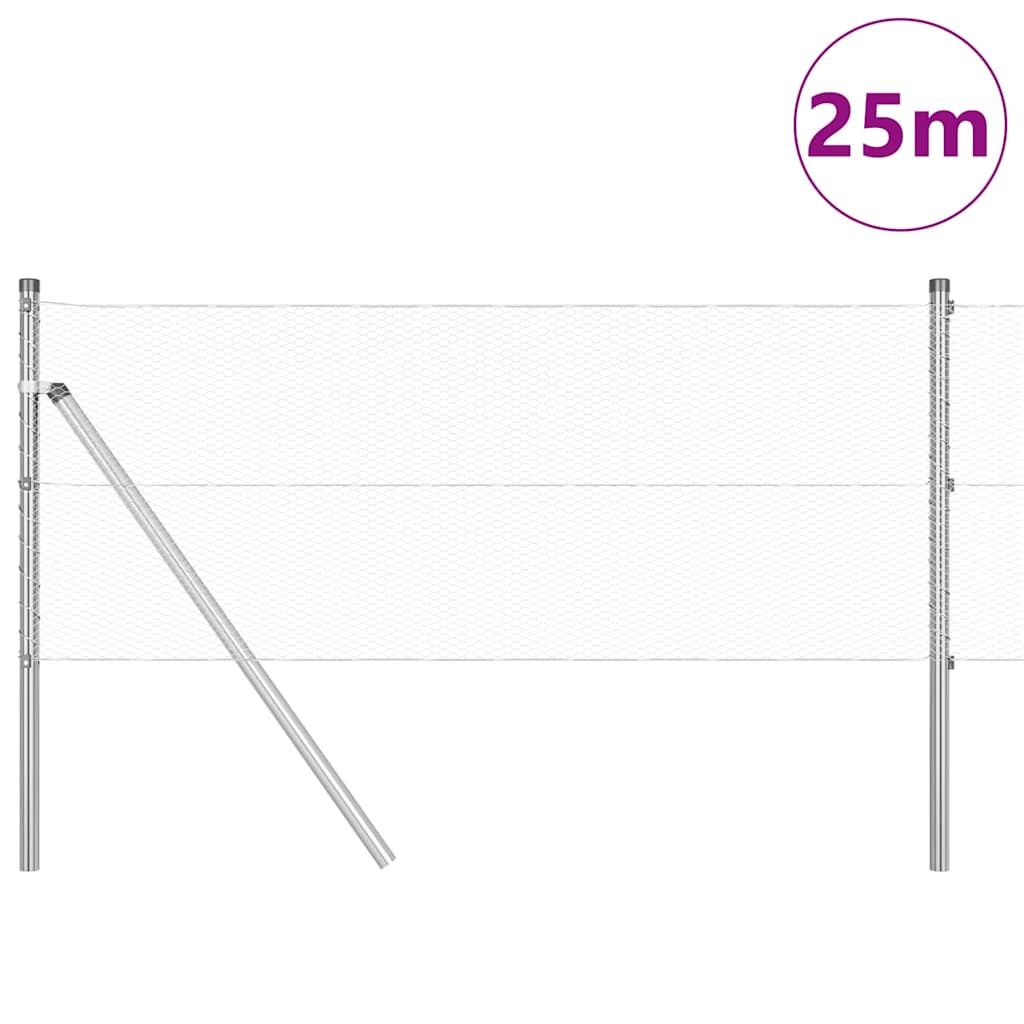 Palo della recinzione Argento 25 x 0,6 m (rete da 13 mm)