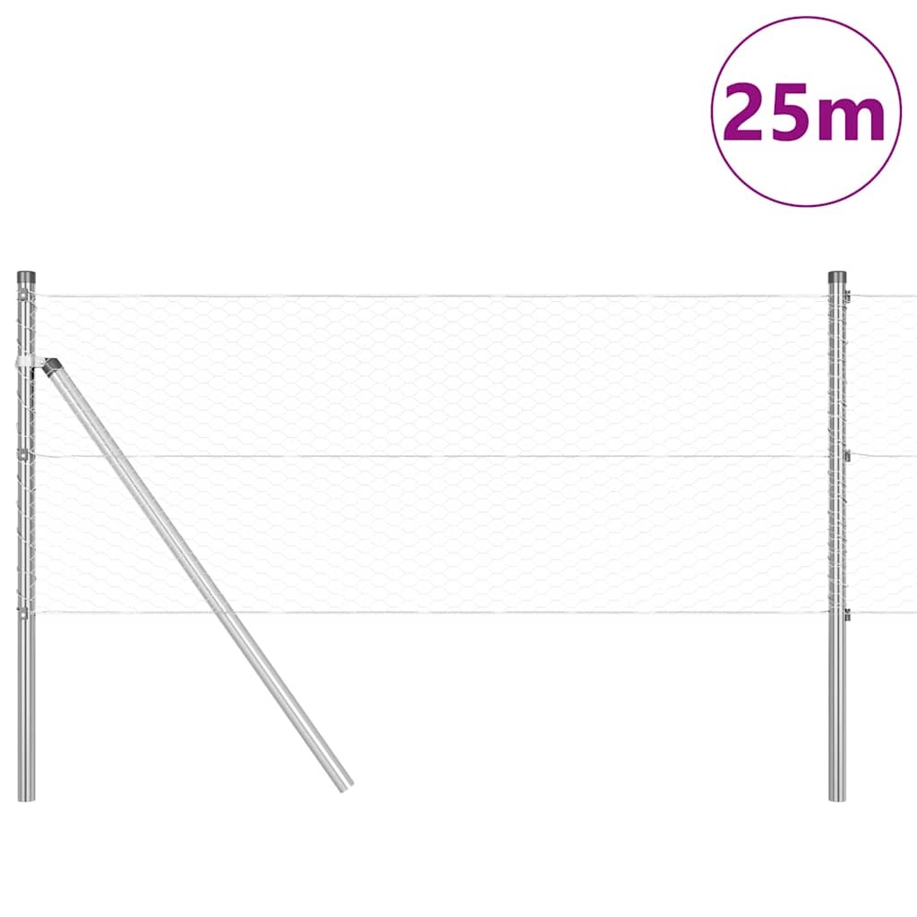 Palo della recinzione Argento 25 x 0,6 m (maglia da 25 mm)