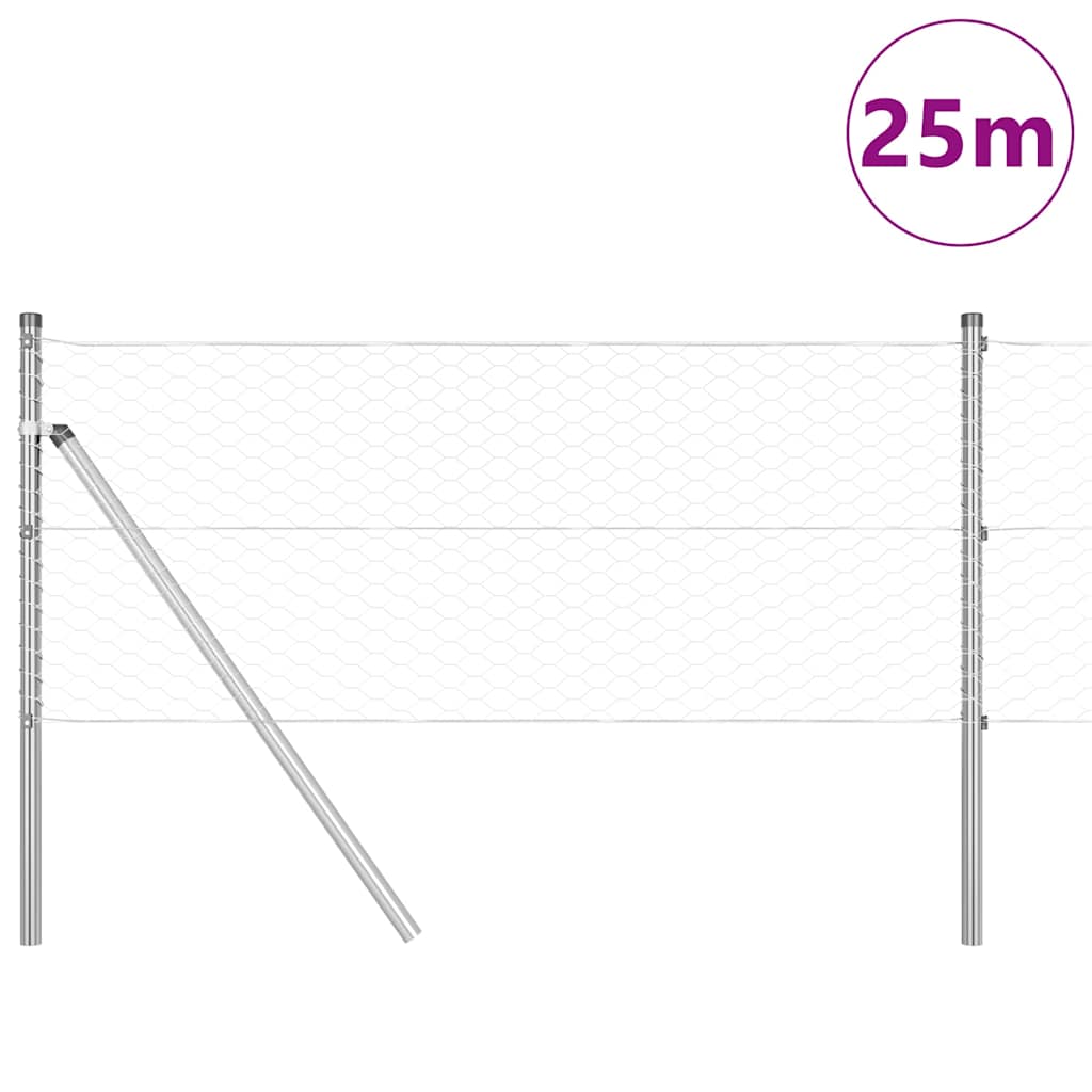Palo della recinzione Argento 25 x 0,6 m (maglia 36 mm) Acciaio