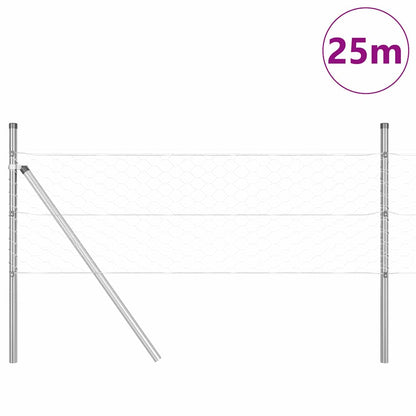Palo della recinzione Argento 25 x 0,8 m (maglia 50 mm) Acciaio