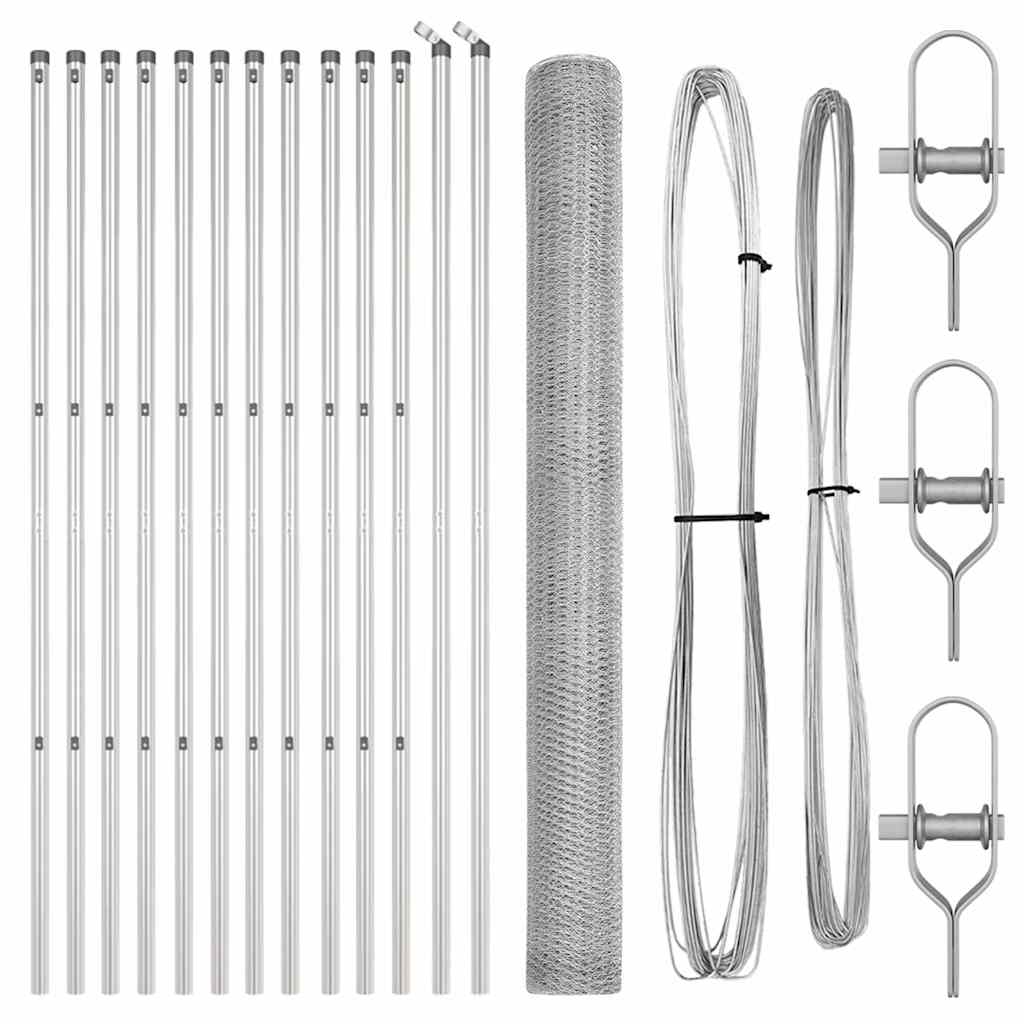 Palo della recinzione Argento 25 x 1,5 m (rete da 13 mm)