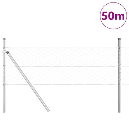 Palo della recinzione Argento 50 x 0,4 m (rete 50 mm) Acciaio