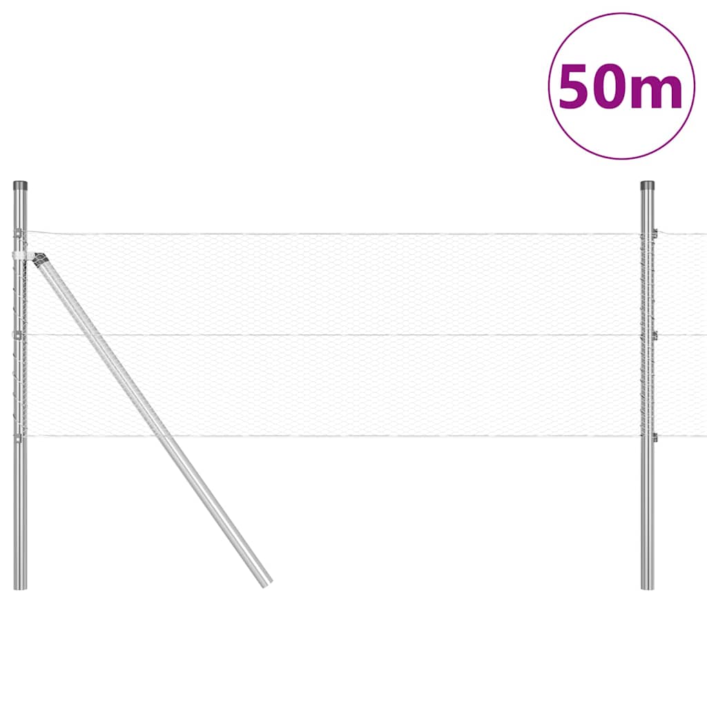 Palo della recinzione Argento 50 x 0,5 m (maglia 13 mm) Acciaio