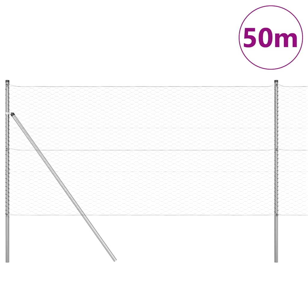 Palo della recinzione Argento 50 x 1 m (maglia da 36 mm)