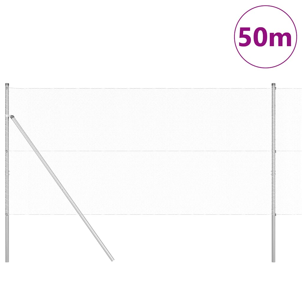 Palo della recinzione Argento 50 x 1,4 m (maglia 13 mm) Acciaio