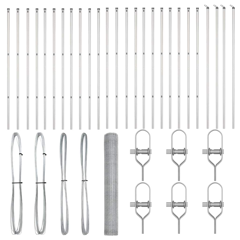 Palo della recinzione Argento 50 x 1,4 m (rete 25 mm) Acciaio
