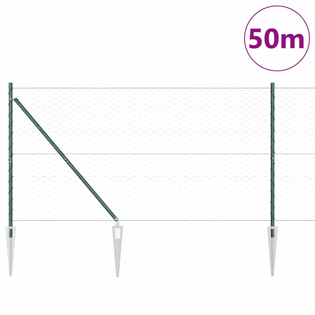 Palo della recinzione Verde 50 x 1,2 m (maglia da 50 mm)