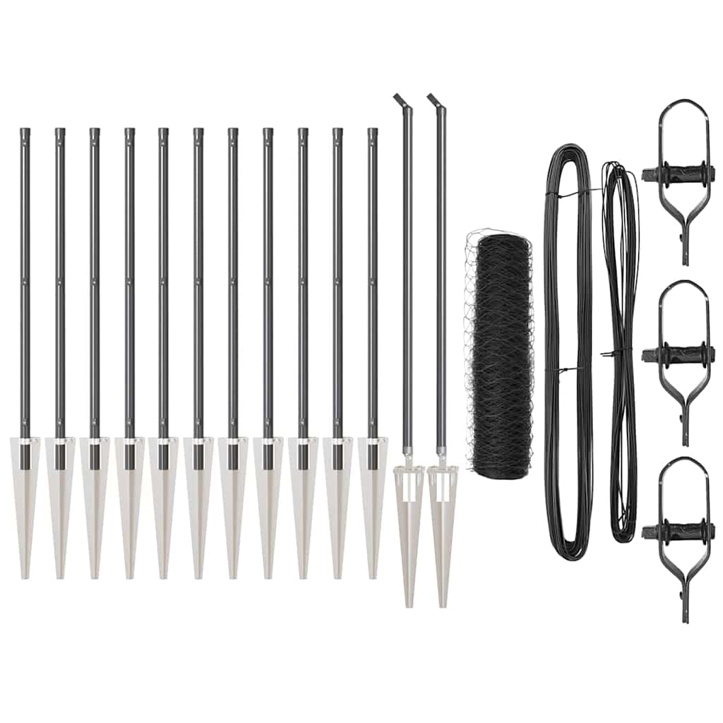Palo della recinzione Grigio 25 x 0,5 m (rete 50 mm) Acciaio