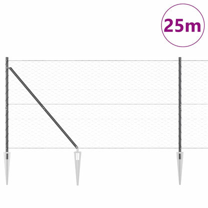 Palo della recinzione Grigio 25 x 1,2 m (rete da 50 mm) Acciaio