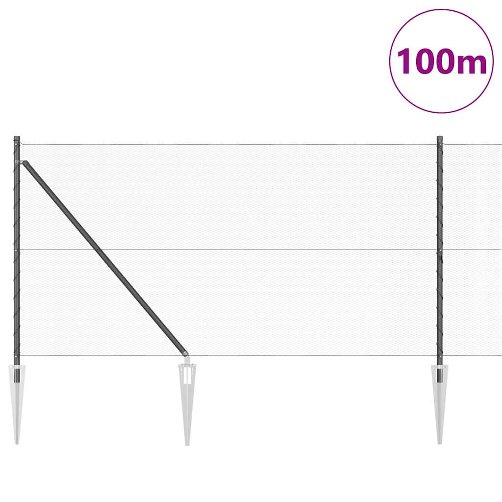 Palo della recinzione Grigio 100 x 1 m (maglia 13 mm)