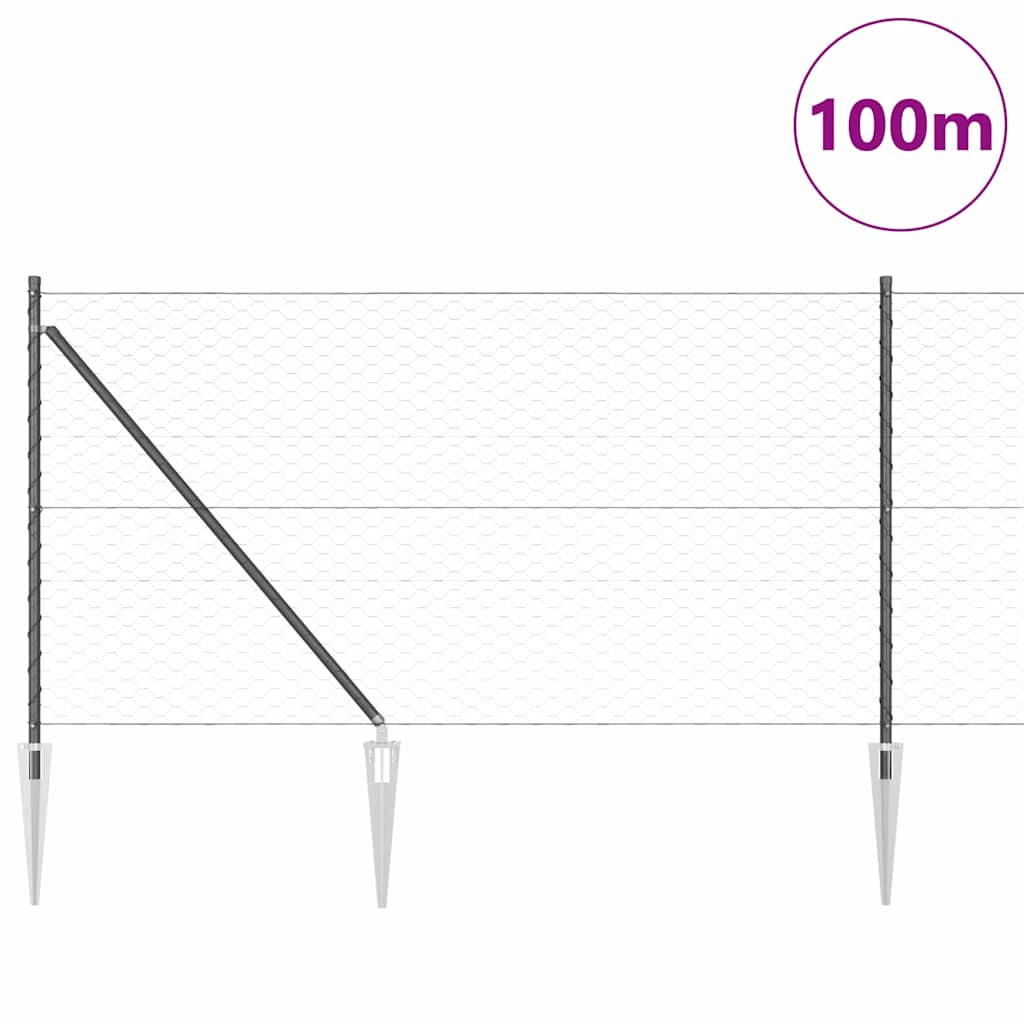 Palo della recinzione Grigio 100 x 1 m (maglie da 50 mm)