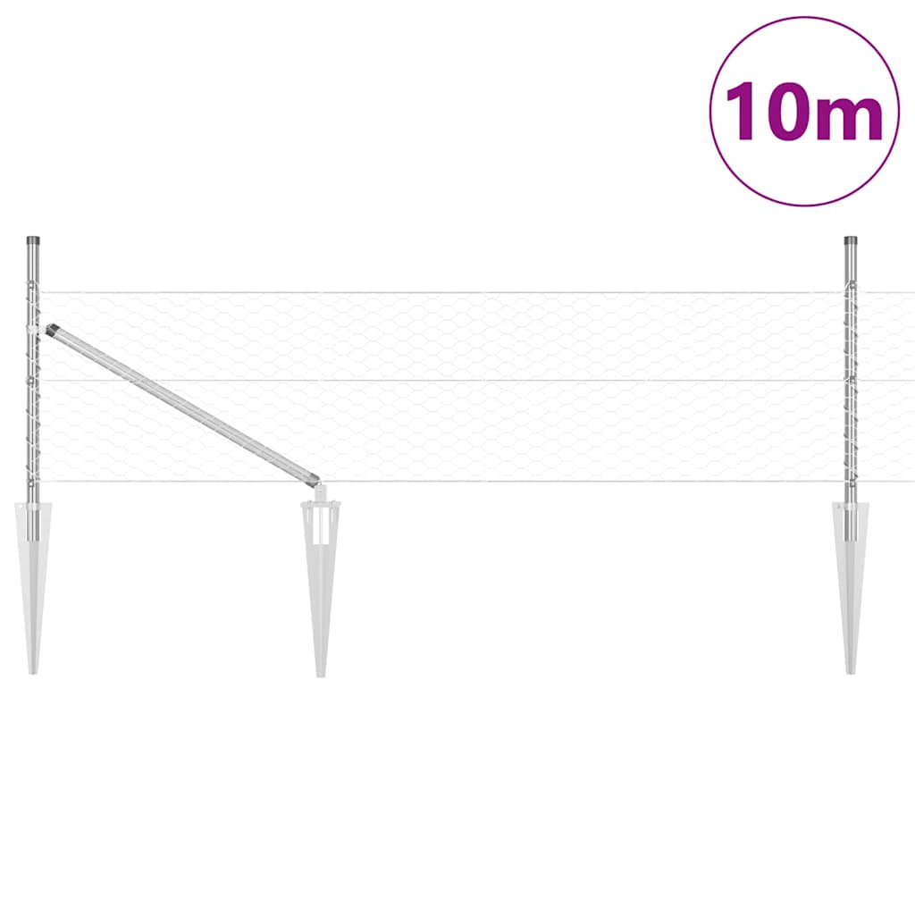 Palo della recinzione Argento 10 x 0,4 m (rete da 36 mm)