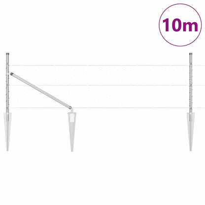 Palo della recinzione Argento 10 x 0,5 m (rete da 25 mm)