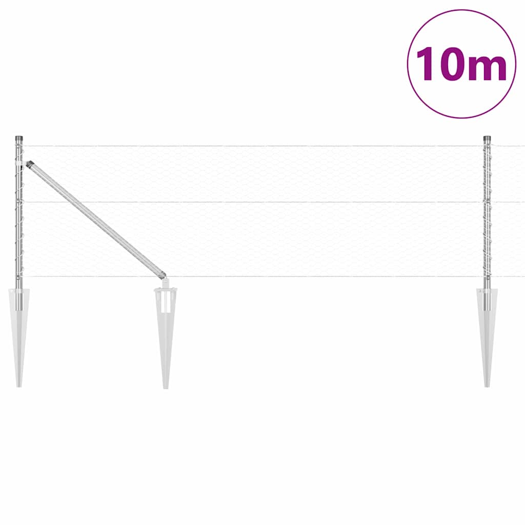Palo della recinzione Argento 10 x 0,6 m (rete da 25 mm)