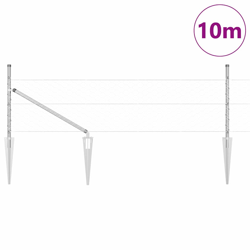 Palo della recinzione Argento 10 x 0,8 m (maglia 50 mm) Acciaio
