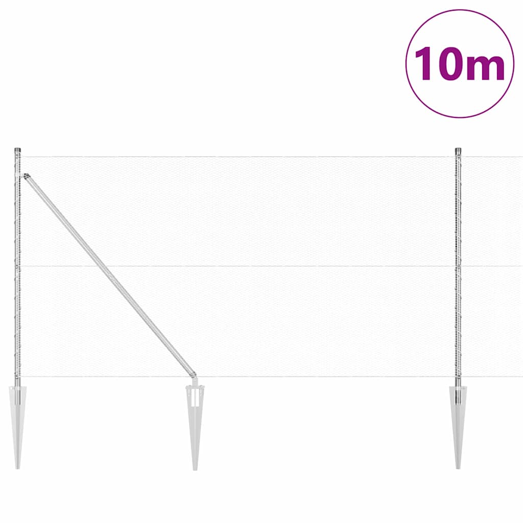 Palo della recinzione Argento 10 x 1,2 m (rete da 13 mm)